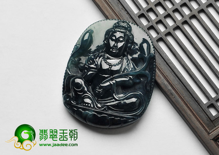 冰种蓝水缅甸翡翠A货观音挂件