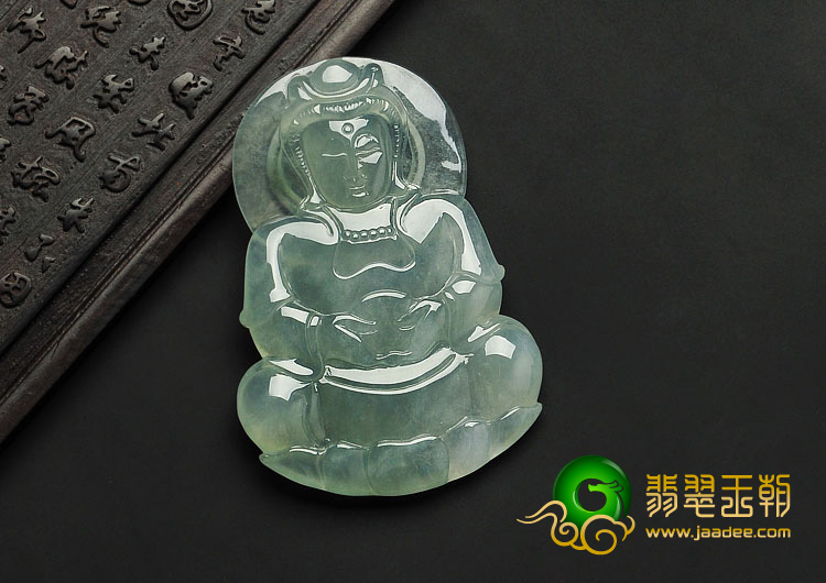 冰种晴水缅甸翡翠A货观音挂件