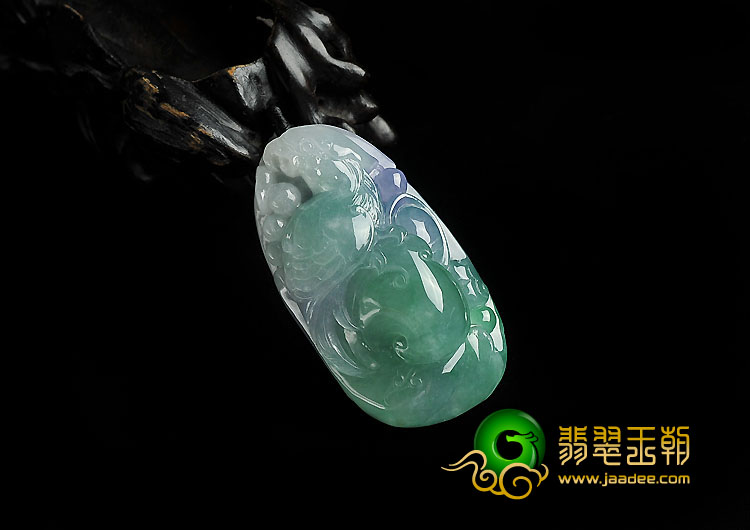 冰种春带彩缅甸翡翠A货英明神武挂件