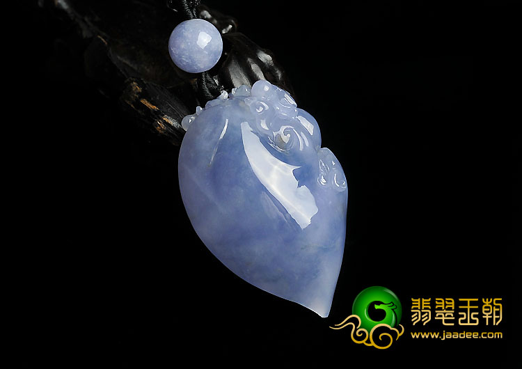 冰种紫罗兰略飘花缅甸翡翠A货寿桃挂件