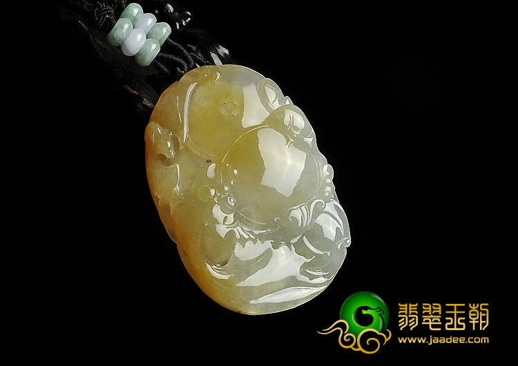 冰种黄翡缅甸翡翠A货金玉满堂挂件