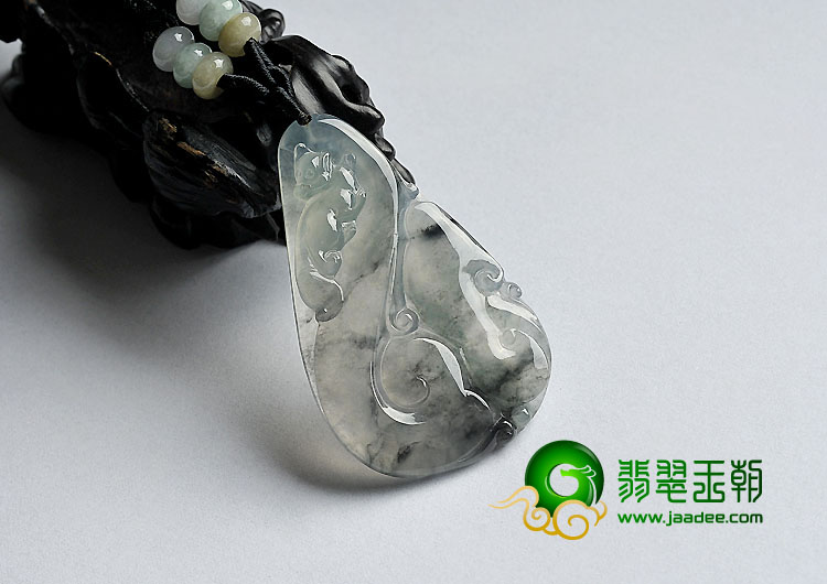 冰（乌鸡种）水墨色缅甸翡翠A货如意寿挂件