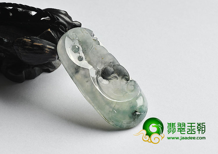 冰（乌鸡种）水墨色缅甸翡翠A货如意寿挂件