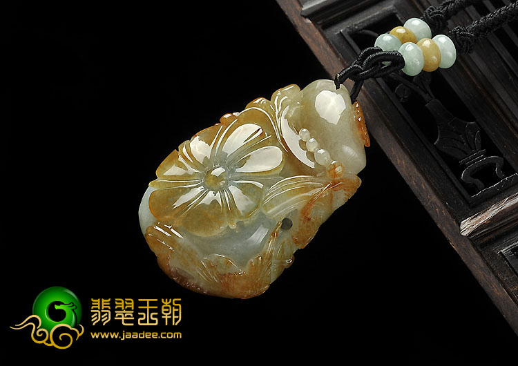(超值推荐)糯冰种黄翡缅甸翡翠A货喜上眉梢挂件