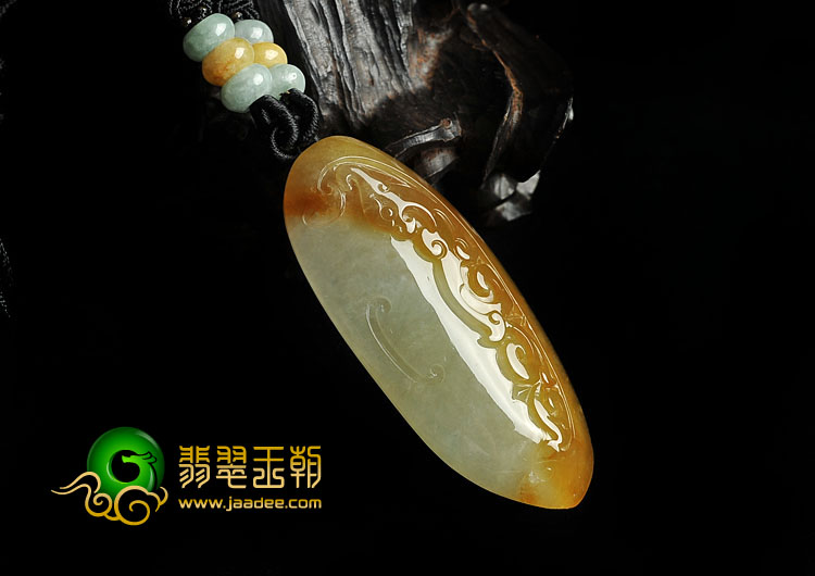 糯冰种黄翡缅甸翡翠A货仿古凤凰挂件
