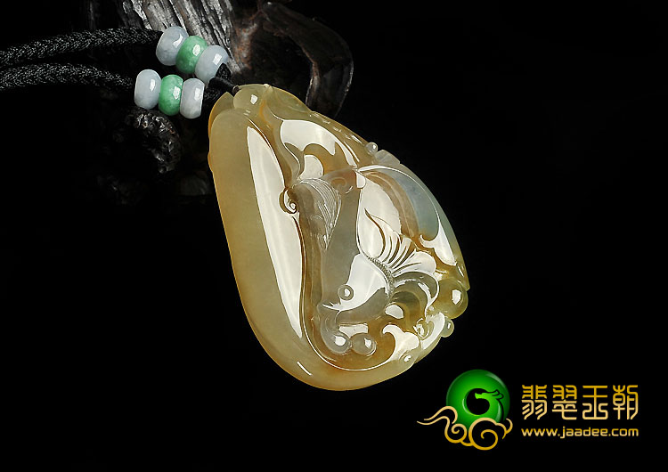 冰种黄翡缅甸翡翠A货年年有余挂件
