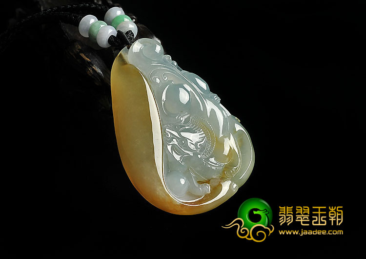 冰种黄翡缅甸翡翠A货龙行如意挂件