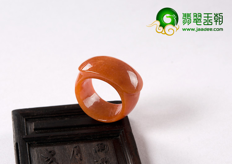 糯冰种红黄翡缅甸翡翠A货马鞍指环
