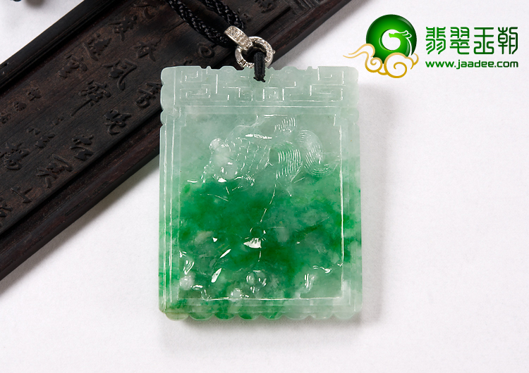 糯冰种翠色缅甸翡翠A货金玉满堂挂件