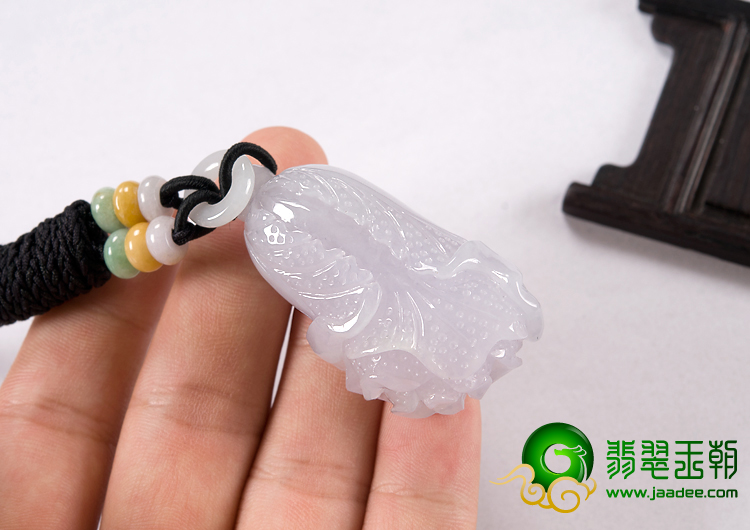糯冰种紫罗兰缅甸翡翠A货白菜挂件
