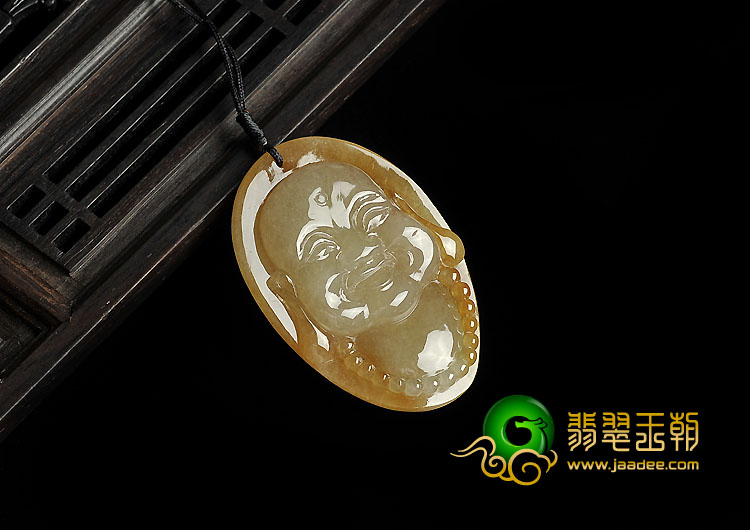 冰种褐黄翡缅甸翡翠A货玉佛头挂件