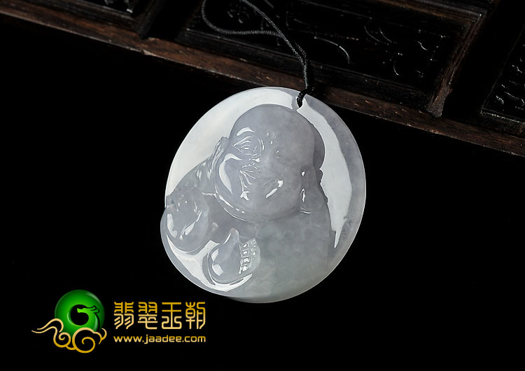 冰种春带彩缅甸翡翠A货玉佛挂件