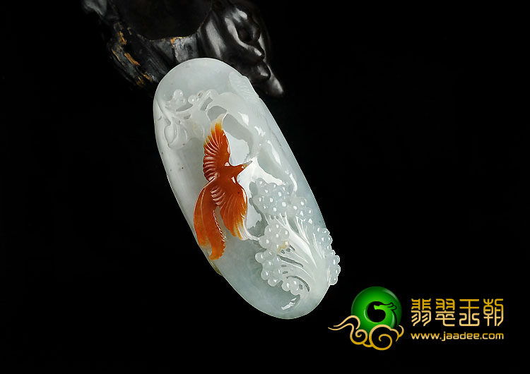 糯冰种红黄翡缅甸翡翠A货双喜临门挂件