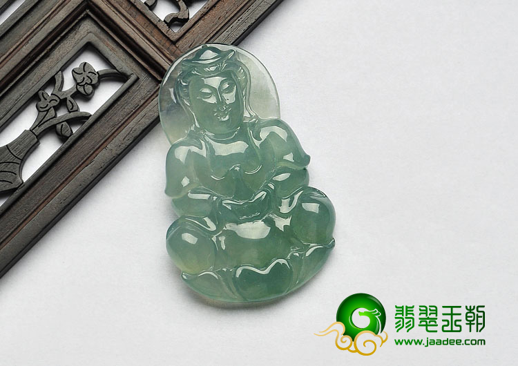 冰种晴水缅甸翡翠A货观音挂件