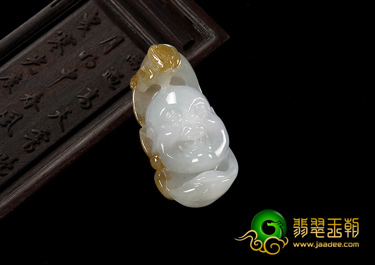 糯冰种褐黄翡缅甸翡翠A货佛头挂件