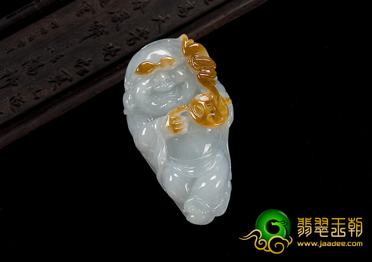 糯冰种晴水褐黄翡缅甸翡翠A货玉佛挂件
