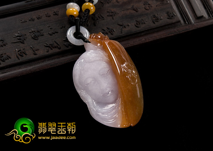 糯冰种紫罗兰褐黄翡缅甸翡翠A货花季少女挂件