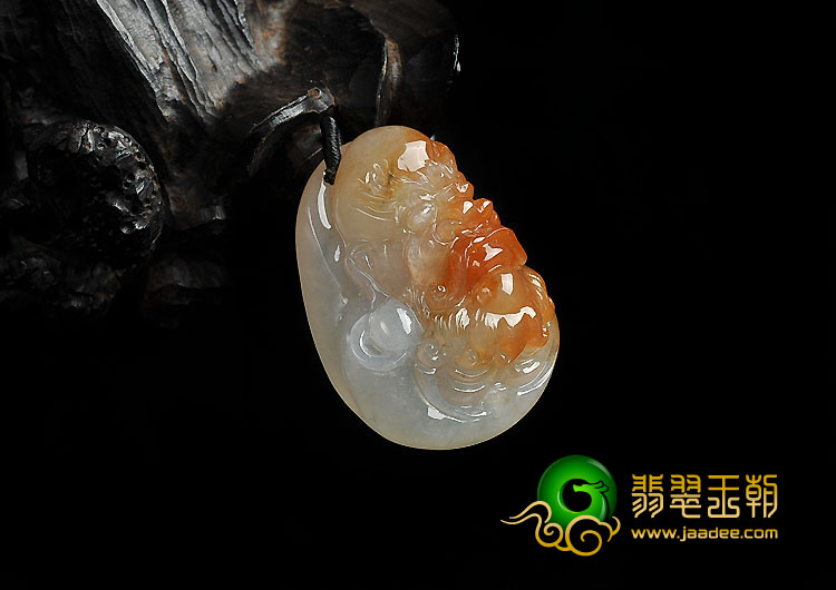 冰种红黄翡缅甸翡翠A货罗汉头挂件