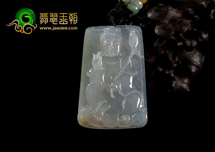 冰种晴水缅甸翡翠A货大势至菩萨挂件
