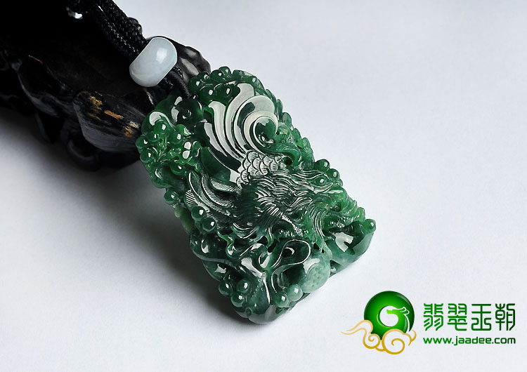糯冰种菠菜绿缅甸翡翠A货大展宏图挂件