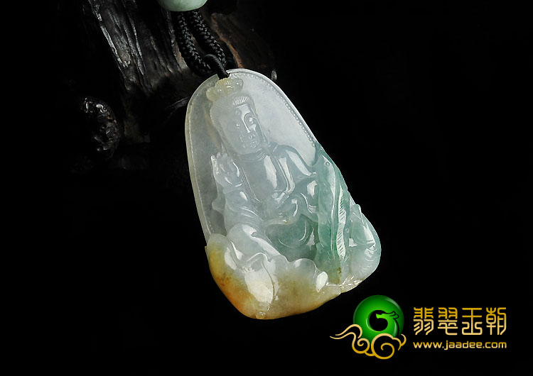 冰种三彩缅甸翡翠A货观音挂件