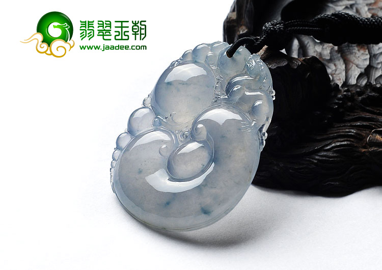 冰种淡紫罗兰略飘花缅甸翡翠A货如意寿挂件