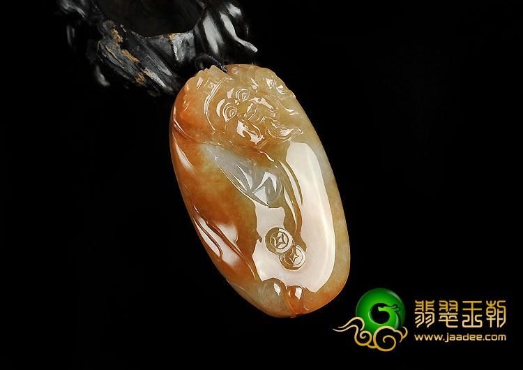 糯冰种黄翡缅甸翡翠A货财神挂件