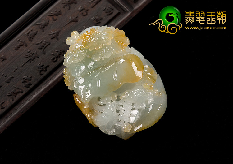 糯冰种黄翡缅甸翡翠A货鸟语花香手玩件