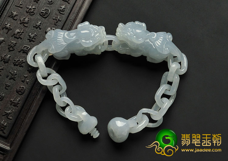 糯冰种晴水缅甸翡翠A货貔貅手链