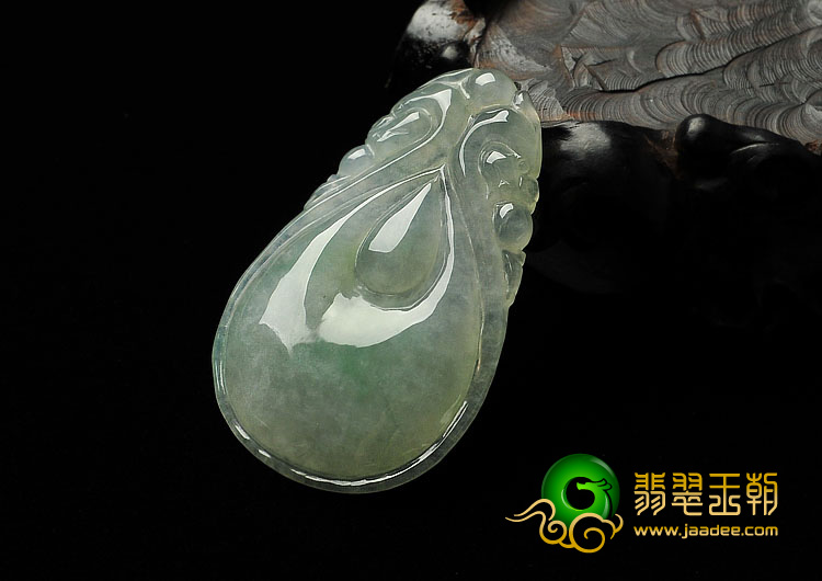 冰种略飘翠缅甸翡翠A货双龙如意挂件
