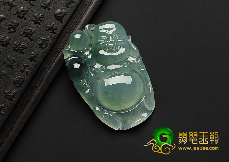 冰种晴水飘花缅甸翡翠A货逍遥佛挂件