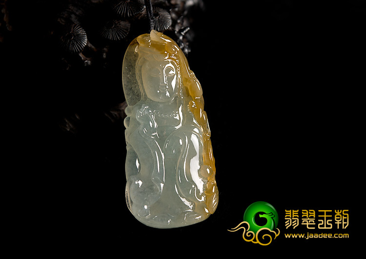 冰种黄翡缅甸翡翠A货观音挂件