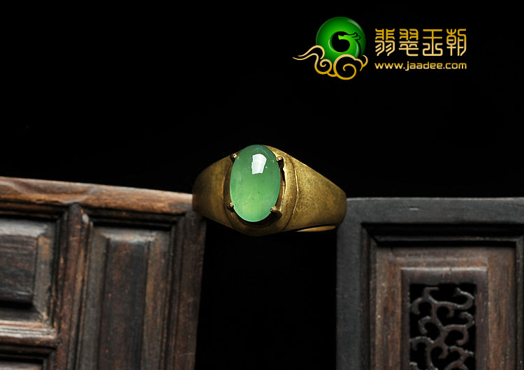 冰种黄秧绿缅甸翡翠A货戒面