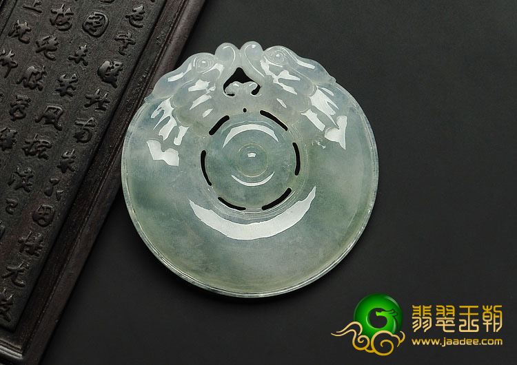 冰种晴水缅甸翡翠A货双龙如意挂件