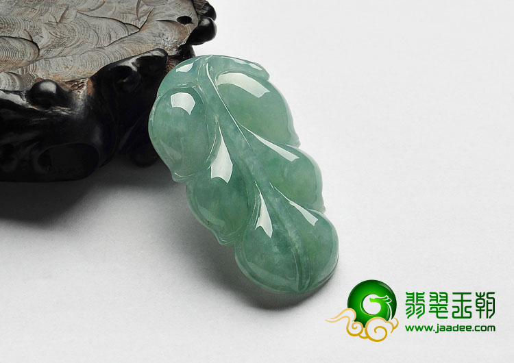 糯冰种晴水缅甸翡翠A货叶子挂件