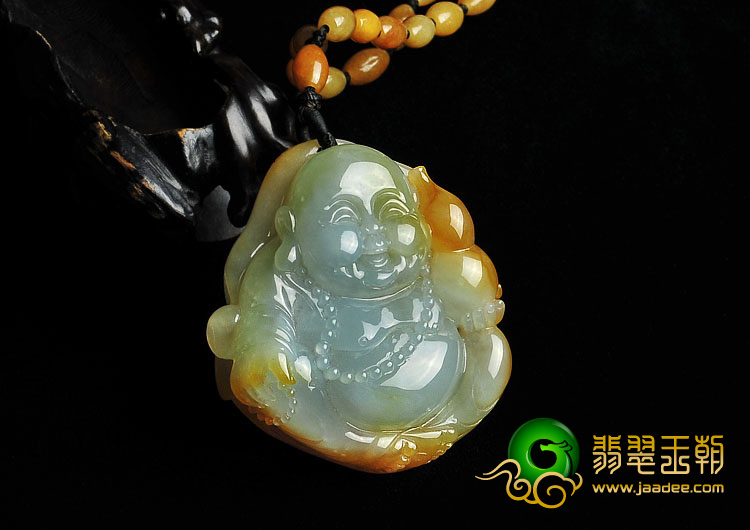 糯冰种黄翡缅甸翡翠A货玉佛挂件
