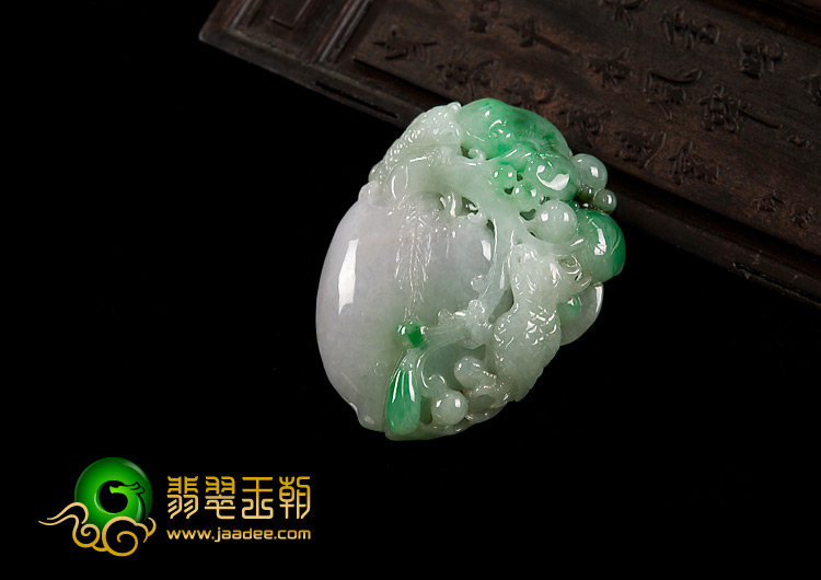 糯冰种春带彩缅甸翡翠A货花开富贵挂件
