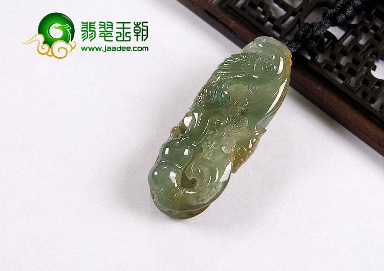 冰种晴水略带黄翡缅甸翡翠A货一路连科挂件