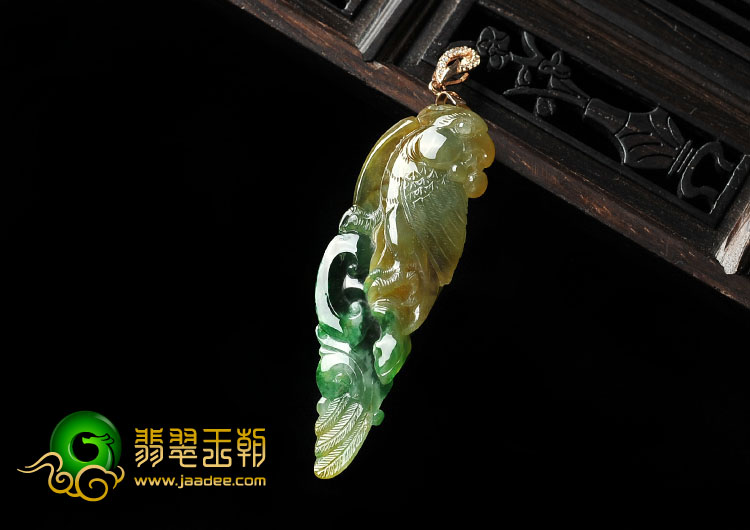 冰种黄加绿缅甸翡翠A货英明神武挂件
