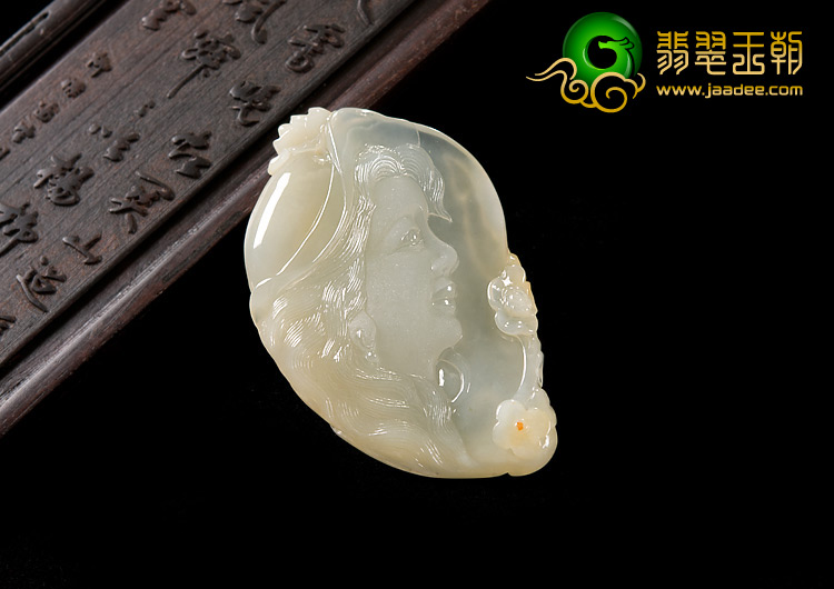 冰种淡黄翡缅甸翡翠A货美人头挂件