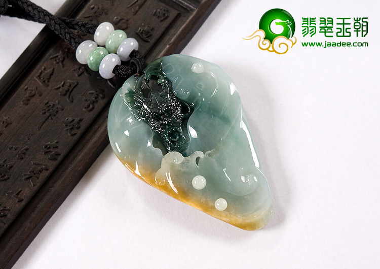 糯冰种晴水黄翡缅甸翡翠A货龙头如意挂件