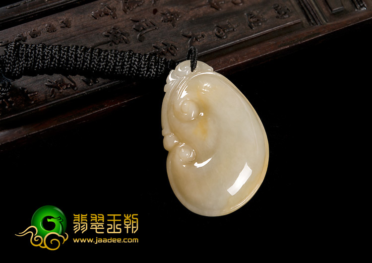 糯冰种黄翡缅甸翡翠A货如意挂件