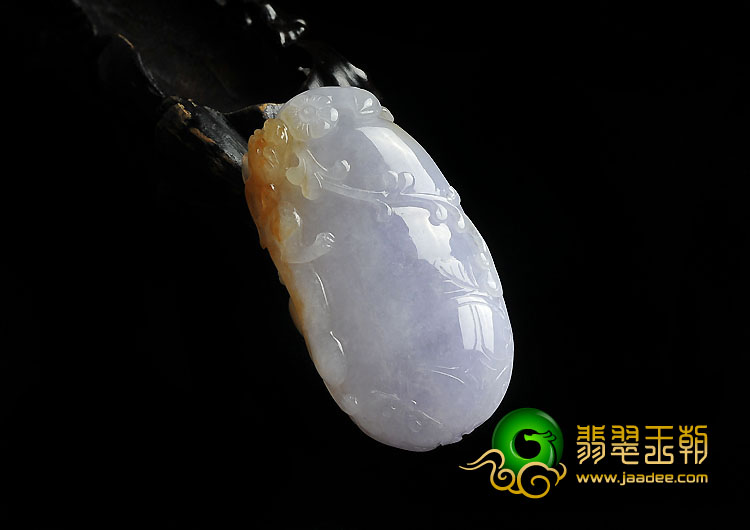 糯冰种紫罗兰黄翡缅甸翡翠A货螭龙报福挂件