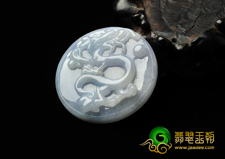糯冰种紫罗兰缅甸翡翠A货龙牌挂件