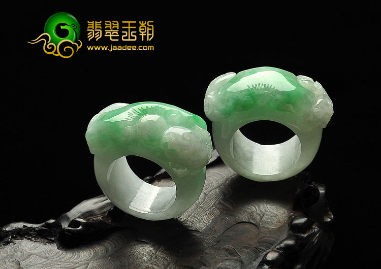 糯冰种飘翠缅甸翡翠A货指环（单价）