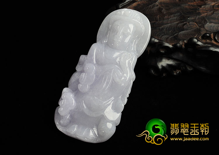 糯冰种紫罗兰缅甸翡翠A货观音挂件