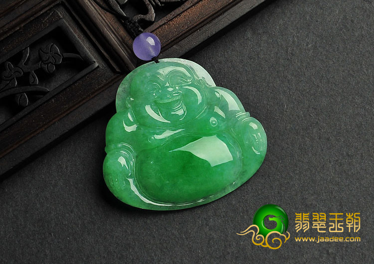 糯冰种阳绿缅甸翡翠A货玉佛挂件