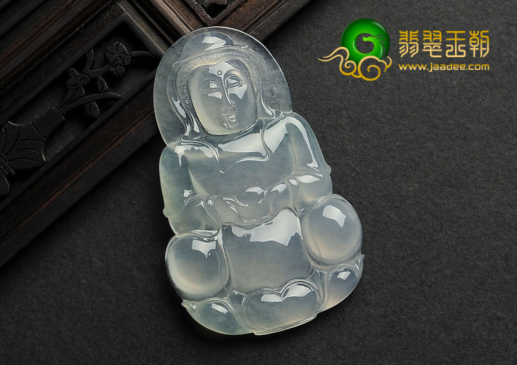 冰玻种缅甸翡翠A货观音挂件