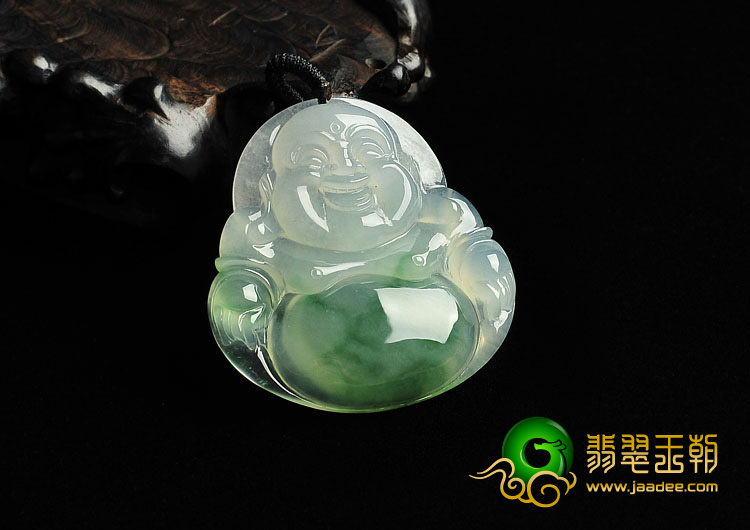 冰种飘花缅甸翡翠A货玉佛挂件