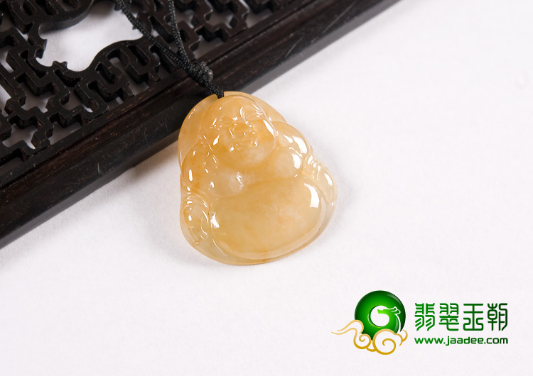 冰种黄翡缅甸翡翠A货玉佛挂件